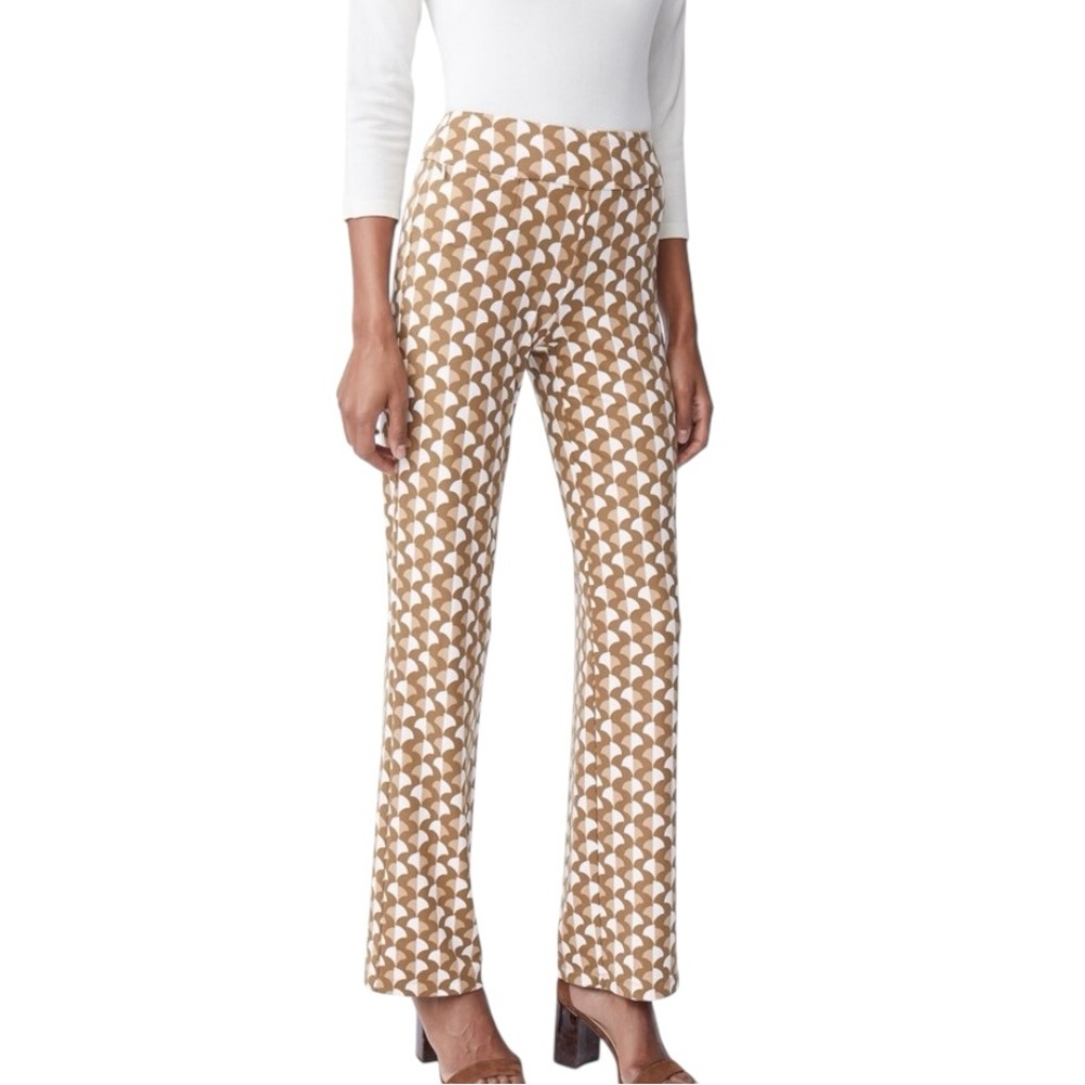 J. McLaughlin Carmel Geometric Print Jersey Knit Flared Pants in Carnivale - XS